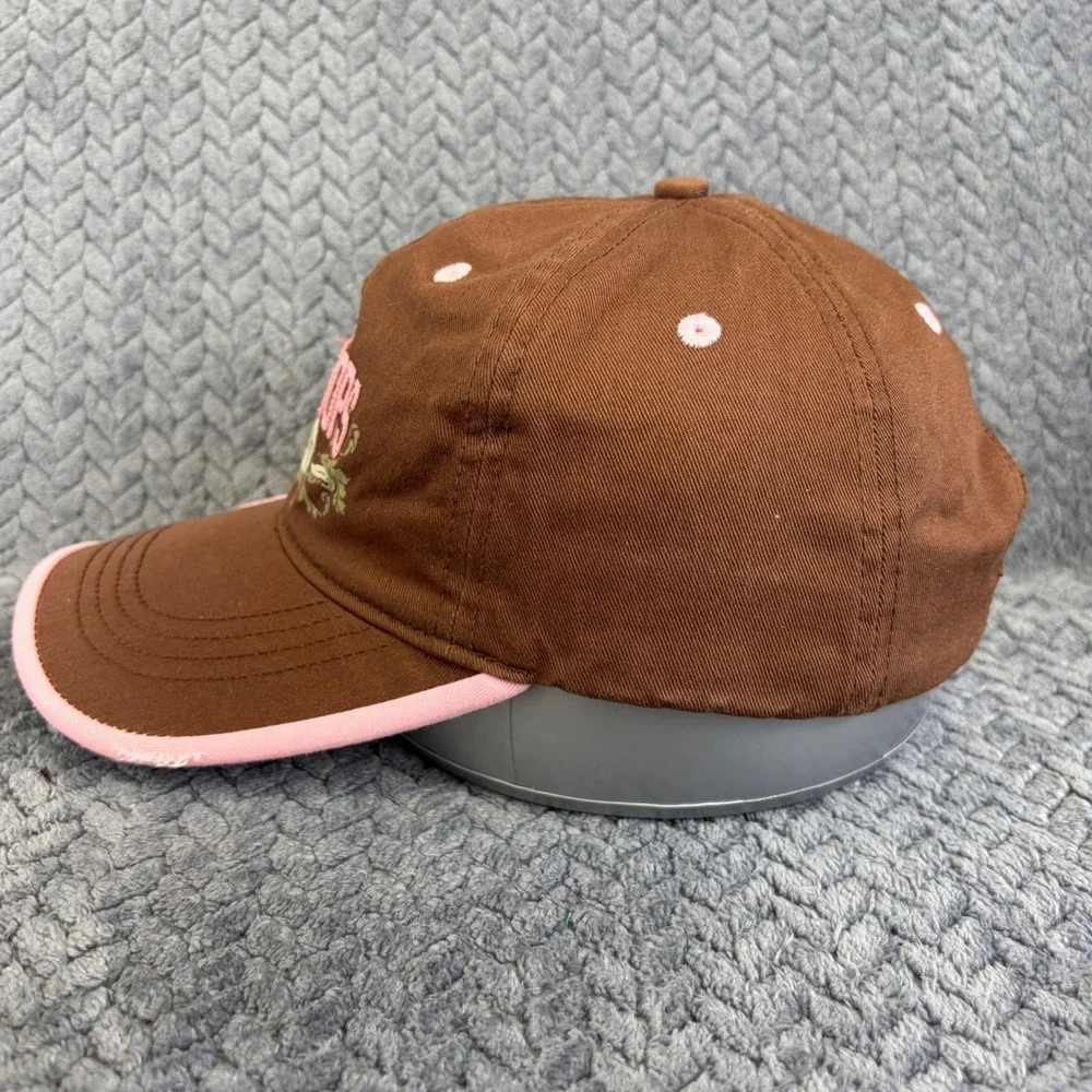 Bass Pro Shops Brown Pink Distressed Embroidered Logo Adjustable Hat Cap